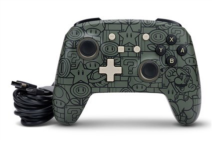 PowerA - Manette avec câble améliorée Power-Up Mario pour Nintendo Switch - Boutons programmables, audio via jack 3,5 mm, câble USB-C 3 m - Compatible Switch et Switch OLED